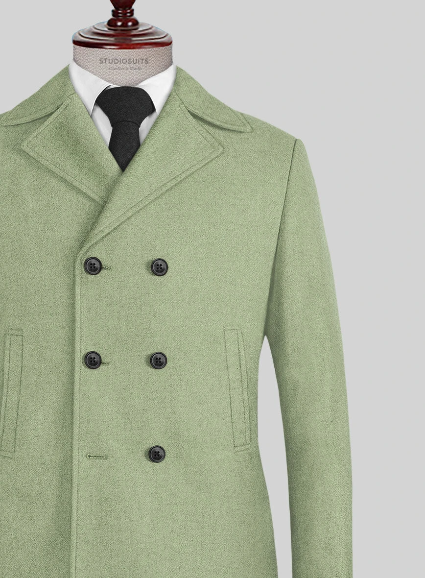 Naples Light Green Tweed Pea Coat 2 Naples Light Green Tweed Pea Coat - Image 2