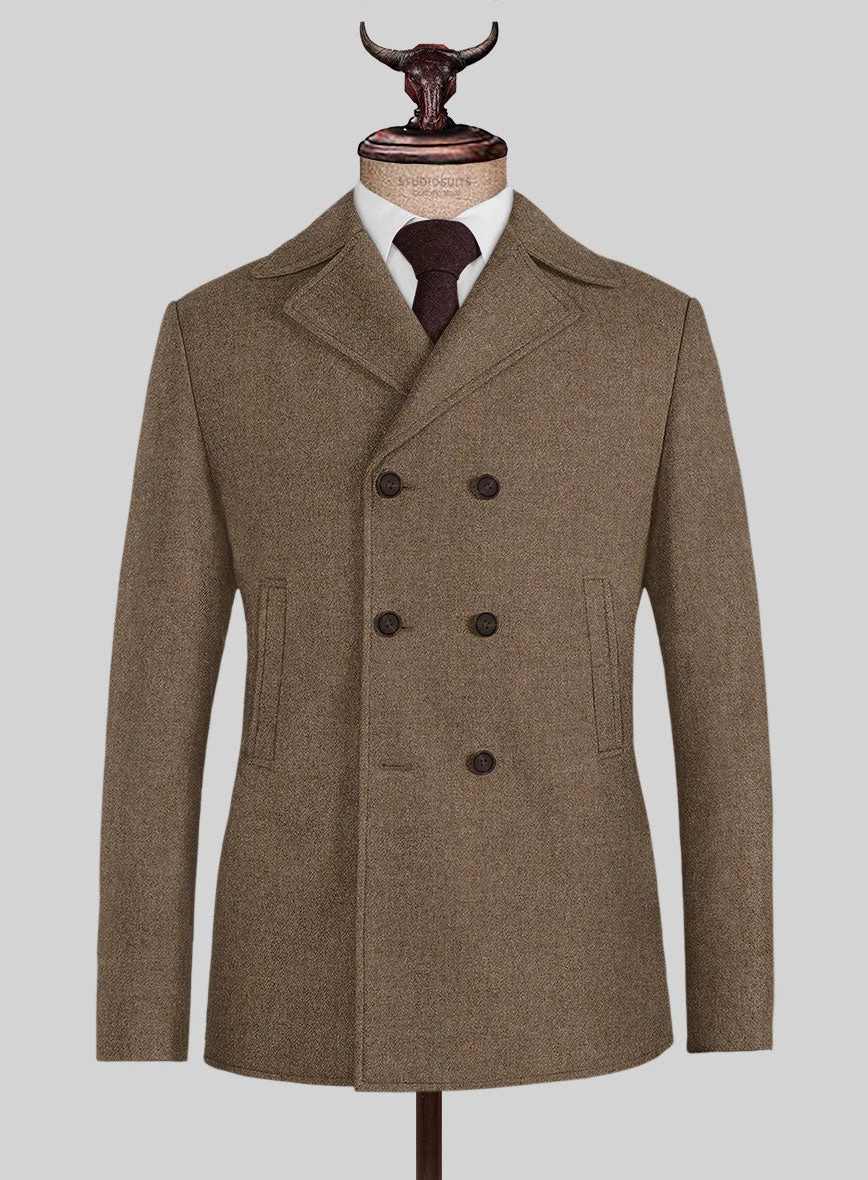 Naples Oak Wood Tweed Pea Coat 1 Naples Oak Wood Tweed Pea Coat