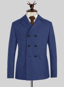 Naples Powder Blue Tweed Pea Coat