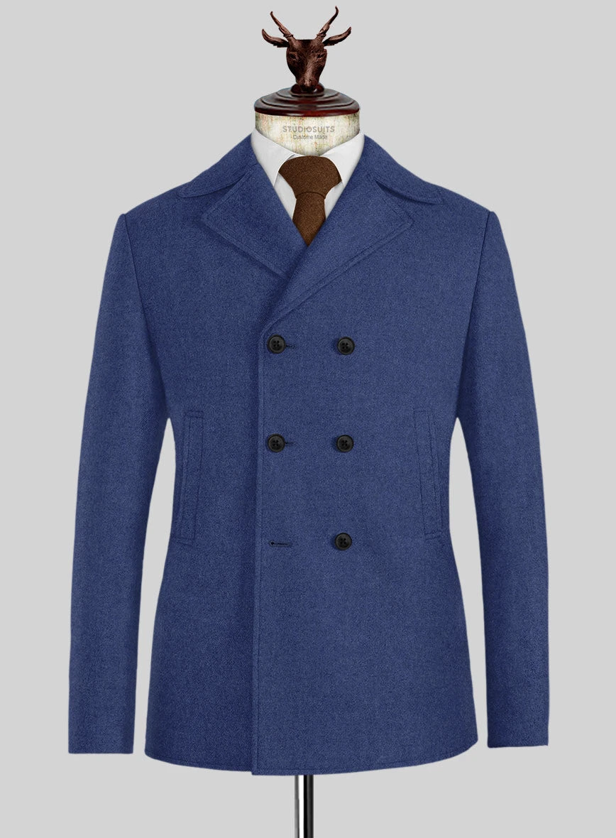 Naples Powder Blue Tweed Pea Coat 1 Naples Powder Blue Tweed Pea Coat