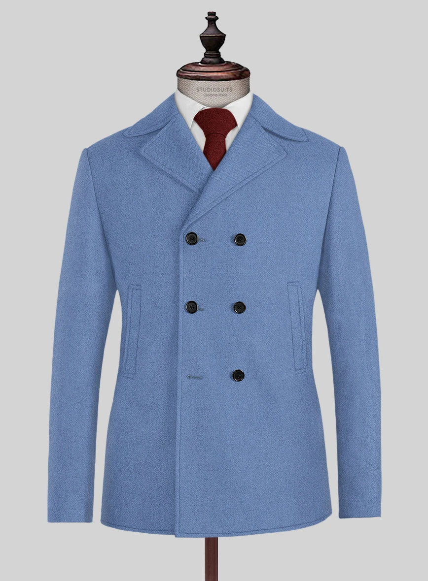 Naples Retro Blue Tweed Pea Coat 1 Naples Retro Blue Tweed Pea Coat
