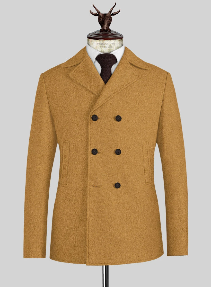 Naples Yellow Tweed Pea Coat 1 Naples Yellow Tweed Pea Coat