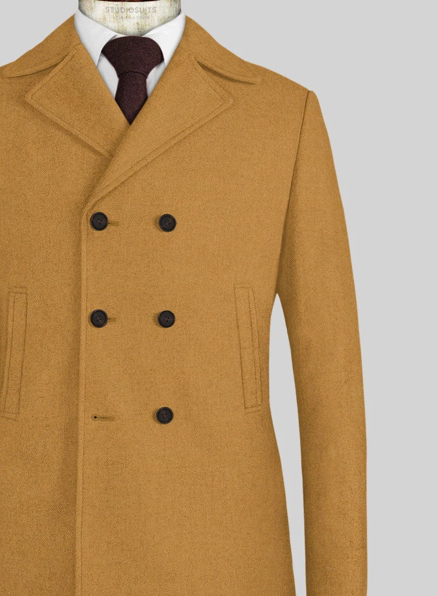 Naples Yellow Tweed Pea Coat 2 Naples Yellow Tweed Pea Coat - Image 2