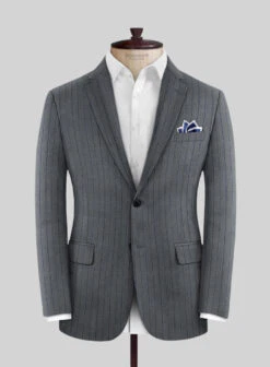 Napolean Kara Stripe Gray Wool Suit -Tiano Suits Shop naplnkarastrpgrywlsuitlk 2