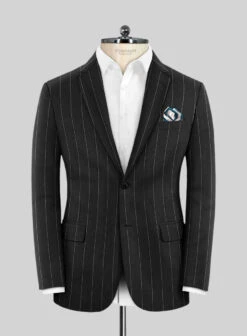 Napolean Wide Stripe Black Wool Suit 12 Napolean Wide Stripe Black Wool Suit -Tiano Suits Shop napolanwidestripblckwlsuitlk 2