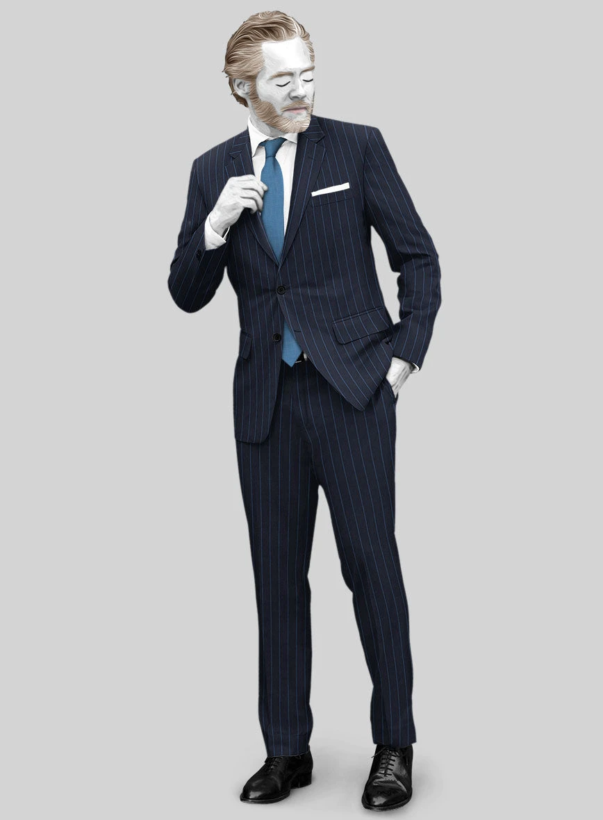 Napolean Eloyi Stripe Blue Wool Suit 1 Napolean Eloyi Stripe Blue Wool Suit