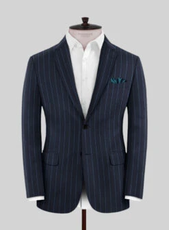 Napolean Eloyi Stripe Blue Wool Suit 12 Napolean Eloyi Stripe Blue Wool Suit -Tiano Suits Shop napoleaneloyistripebluewoolsuitlook 2