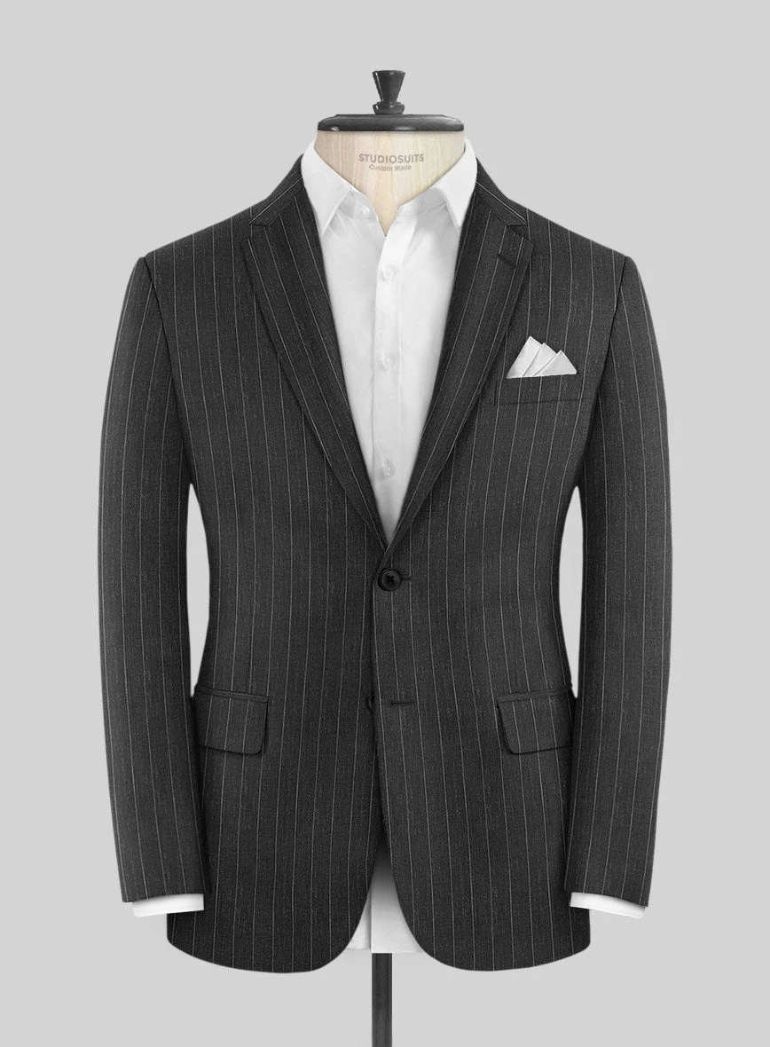 Napolean Genova Stripe Charcoal Wool Jacket 1 Napolean Genova Stripe Charcoal Wool Jacket