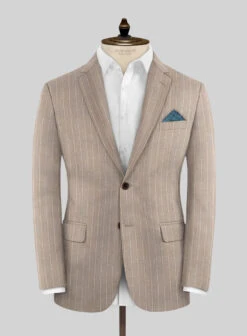 Napolean Genova Stripe Dark Beige Wool Jacket