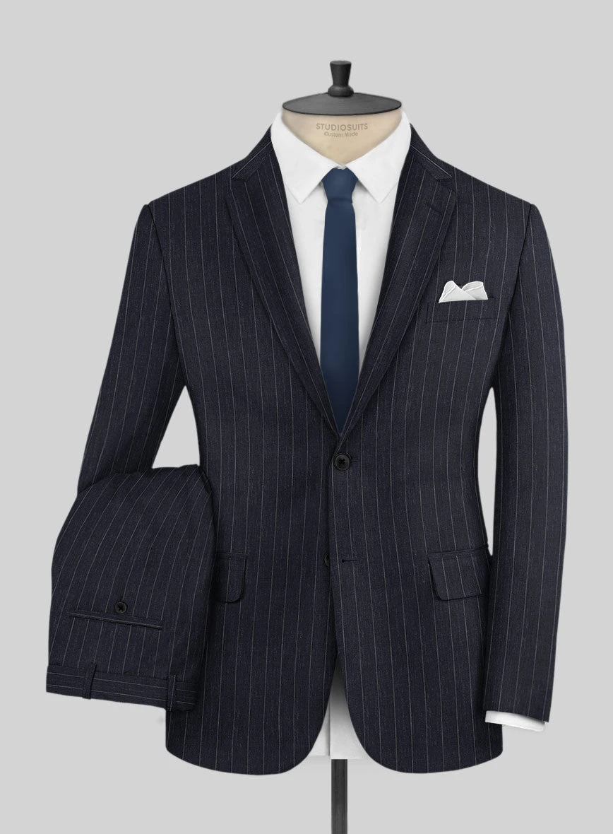 Napolean Genova Stripe Dark Blue Wool Suit 2 Napolean Genova Stripe Dark Blue Wool Suit - Image 2