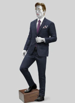 Napolean Ikel Stripe Space Blue Wool Suit