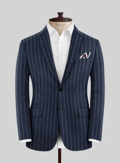 Napolean Ikel Stripe Space Blue Wool Suit -Tiano Suits Shop napoleanikelstripespacebluewoollook 2