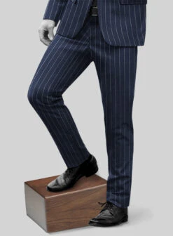 Napolean Ikel Stripe Space Blue Wool Suit -Tiano Suits Shop napoleanikelstripespacebluewoollook 3