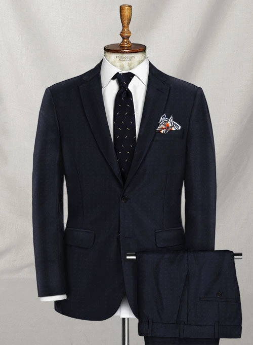 Napolean Polka Blue Wool Suit 1 Napolean Polka Blue Wool Suit