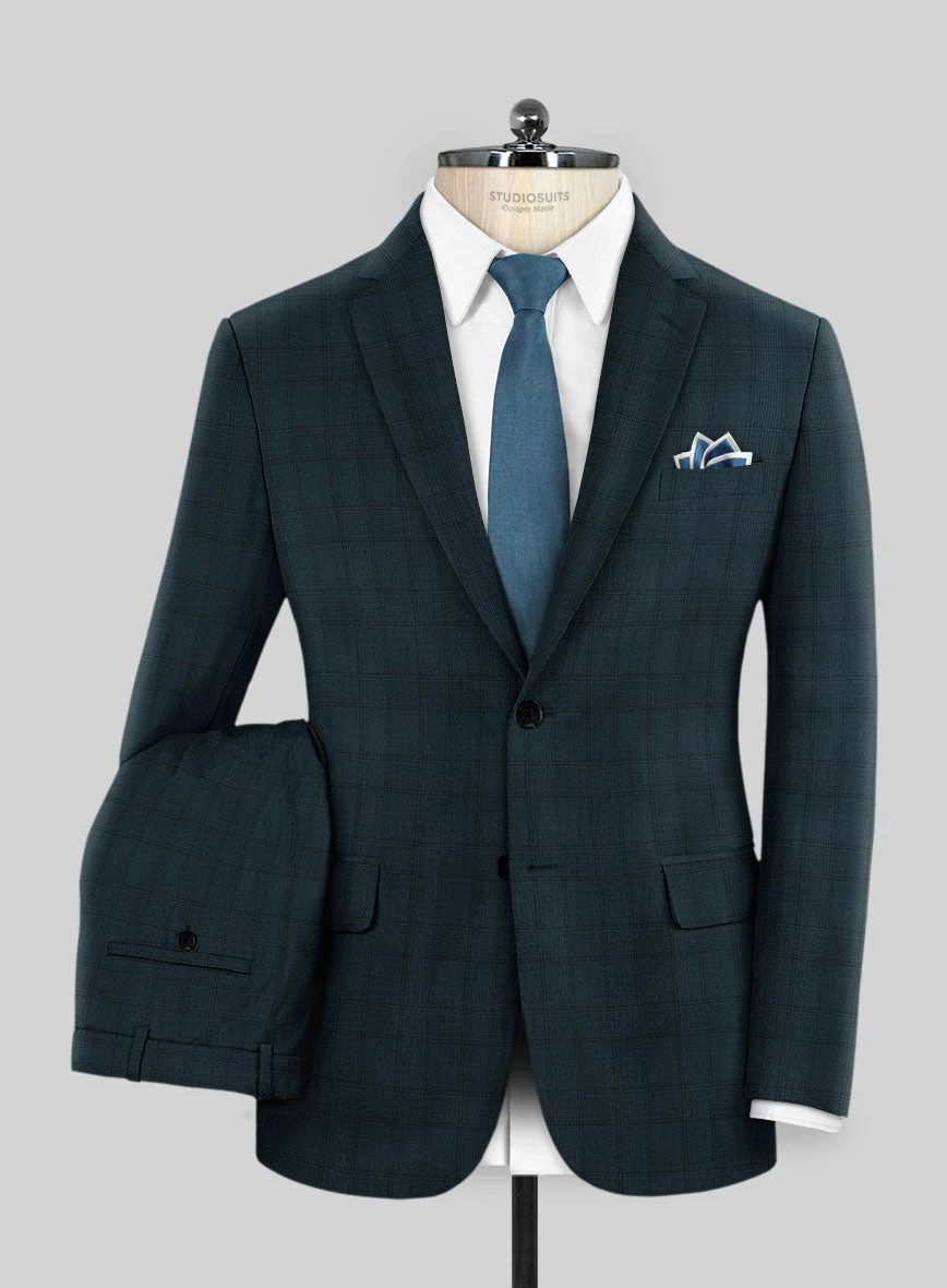 Napolean Preppy Teal Blue Check Suit 2 Napolean Preppy Teal Blue Check Suit - Image 2