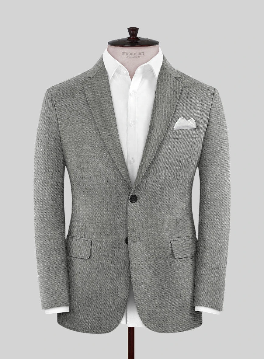 Napolean Sharkskin Light Gray Wool Jacket 1 Napolean Sharkskin Light Gray Wool Jacket