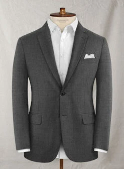 Napolean Stretch Dark Gray Wool Suit 10 Napolean Stretch Dark Gray Wool Suit -Tiano Suits Shop napoleanstretchdarkgraywoolsuitlook 1