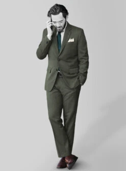 Napolean Stretch Olive Green Wool Suit