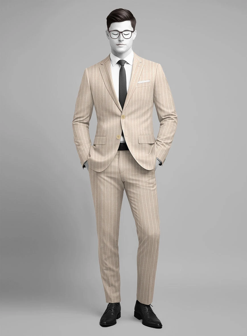 Napolean Como Bar Beige Wool Suit 1 Napolean Como Bar Beige Wool Suit