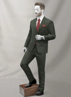 Napolean Military Green Wool Suit