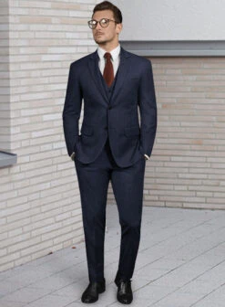 Napolean Navy Blue Wool Suit -Tiano Suits Shop naponavybluewoolsuitlook 2