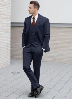 Napolean Navy Blue Wool Suit -Tiano Suits Shop naponavybluewoolsuitlook 3