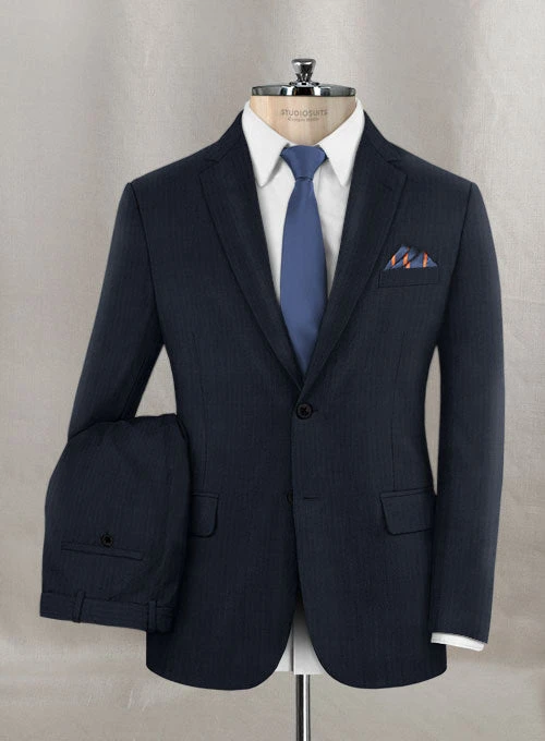 Napolean Navy Herringbone Wool Suit 3 Napolean Navy Herringbone Wool Suit - Image 3