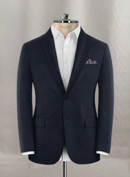 Napolean Navy Herringbone Wool Suit 4 Napolean Navy Herringbone Wool Suit - Image 4