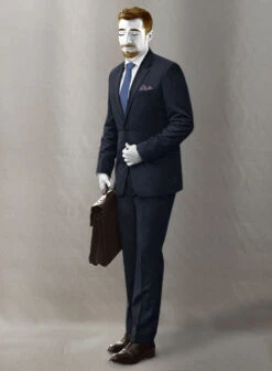 Napolean Navy Herringbone Wool Suit