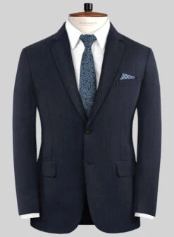 Napolean Self Satin Blue Wool Jacket