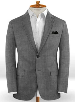 Napolean Sharkskin Gray Wool Suit 10 Napolean Sharkskin Gray Wool Suit -Tiano Suits Shop naposharkskingraywlsuitlook 1
