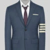 Napolean Slate Blue Wool Ivory Bar Jacket