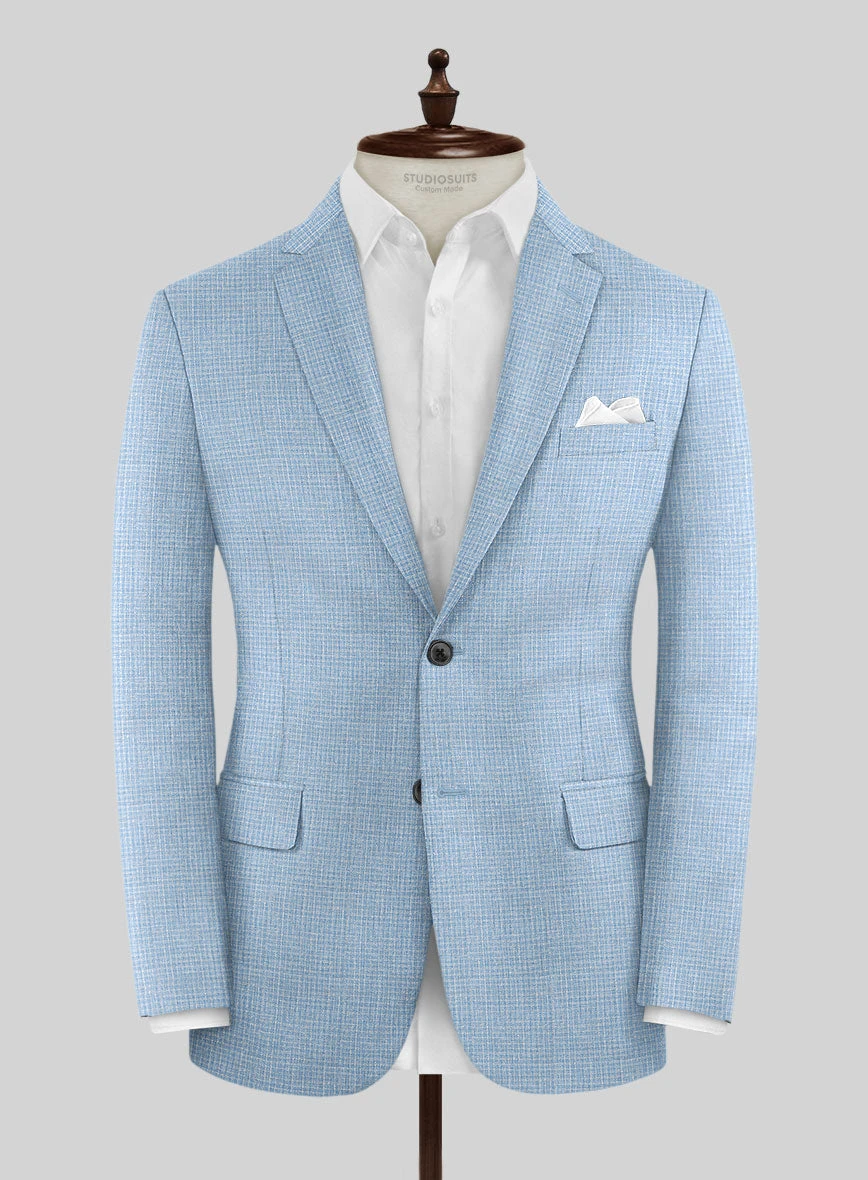 Noble Adrienne Blue Wool Silk Linen Jacket 1 Noble Adrienne Blue Wool Silk Linen Jacket