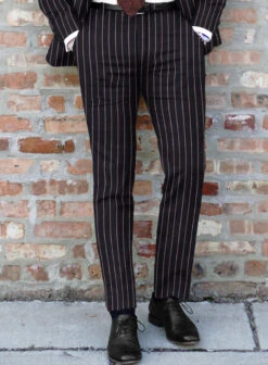 Noble Assunta Blue Stripe Cotton Silk Linen Suit 12 Noble Assunta Blue Stripe Cotton Silk Linen Suit -Tiano Suits Shop nobleassuntabluestripesuitlook 4