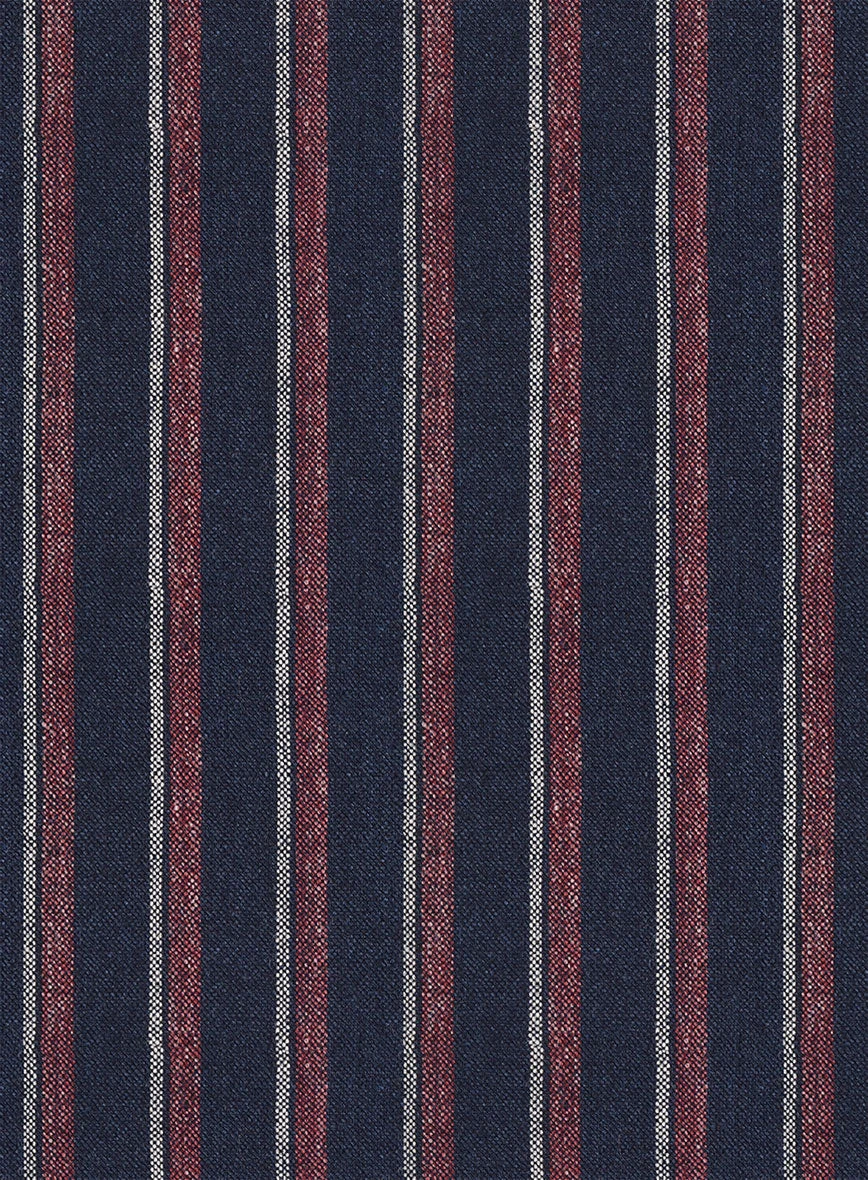 Noble Beatrily Blue Stripe Wool Silk Linen Jacket 3 Noble Beatrily Blue Stripe Wool Silk Linen Jacket - Image 3