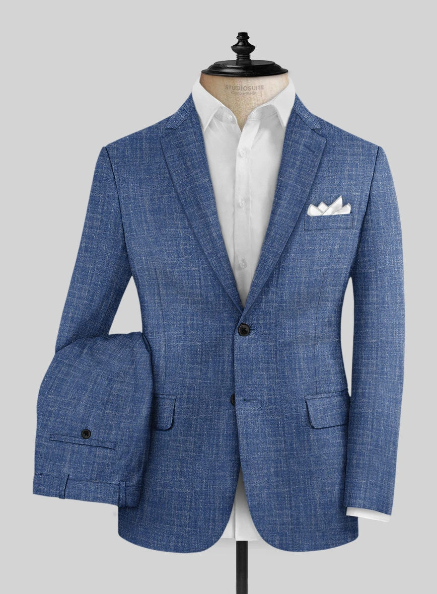Noble Blue Wool Silk Linen Suit 1 Noble Blue Wool Silk Linen Suit