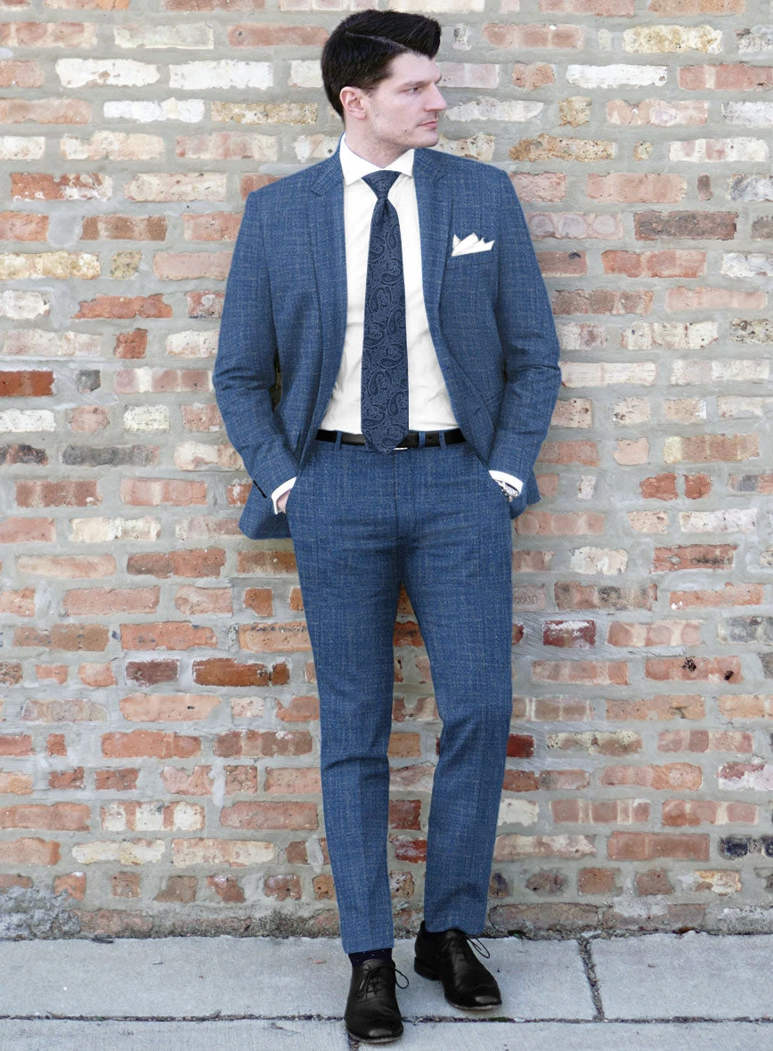 Noble Blue Wool Silk Linen Suit 2 Noble Blue Wool Silk Linen Suit - Image 2