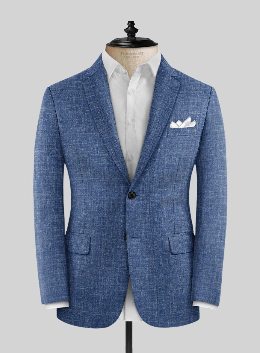 Noble Blue Wool Silk Linen Suit 3 Noble Blue Wool Silk Linen Suit - Image 3