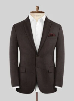Noble Coffee Brown Wool Silk Linen Jacket