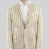 Noble Cream Stripe Wool Silk Linen Jacket