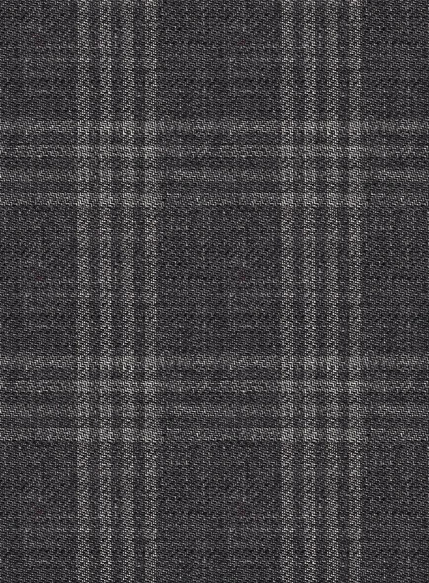 Noble Dark Gray Check Wool Silk Linen Jacket 3 Noble Dark Gray Check Wool Silk Linen Jacket - Image 3