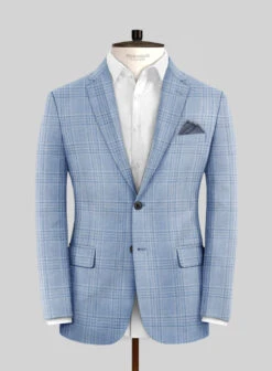 Noble Light Blue Wool Silk Linen Jacket