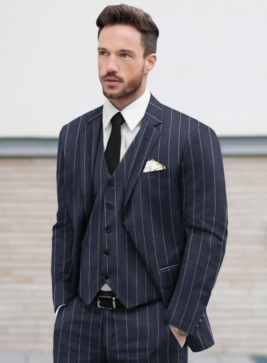 Noble Loredana Blue Stripe Cotton Silk Linen Jacket 2 Noble Loredana Blue Stripe Cotton Silk Linen Jacket - Image 2