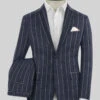 Noble Loredana Blue Stripe Cotton Silk Linen Suit