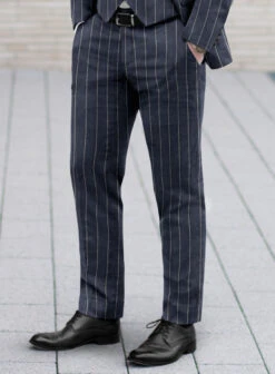 Noble Loredana Blue Stripe Cotton Silk Linen Suit 13 Noble Loredana Blue Stripe Cotton Silk Linen Suit -Tiano Suits Shop nobleloredanablusripcttonslklinensuitlook 5