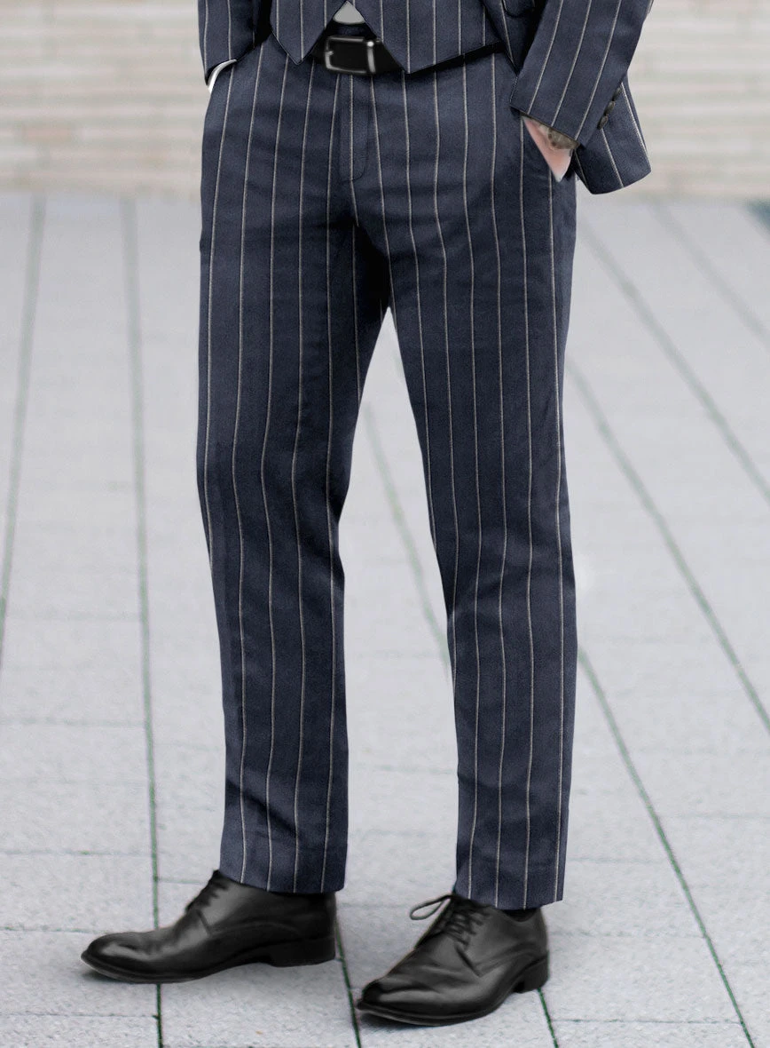 Noble Loredana Blue Stripe Cotton Silk Linen Suit 6 Noble Loredana Blue Stripe Cotton Silk Linen Suit - Image 6