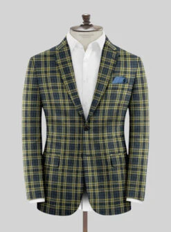 Noble Mario Check Wool Silk Linen Suit -Tiano Suits Shop noblemariocheckwoolslklinnsuit 2