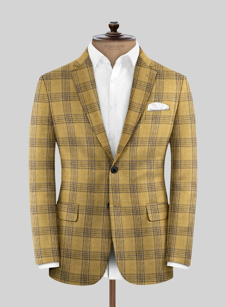 Noble Mateo Ochre Wool Silk Linen Jacket 1 Noble Mateo Ochre Wool Silk Linen Jacket