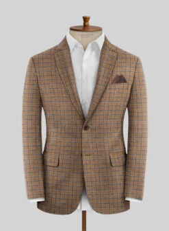 Noble Mustard Check Wool Silk Linen Jacket