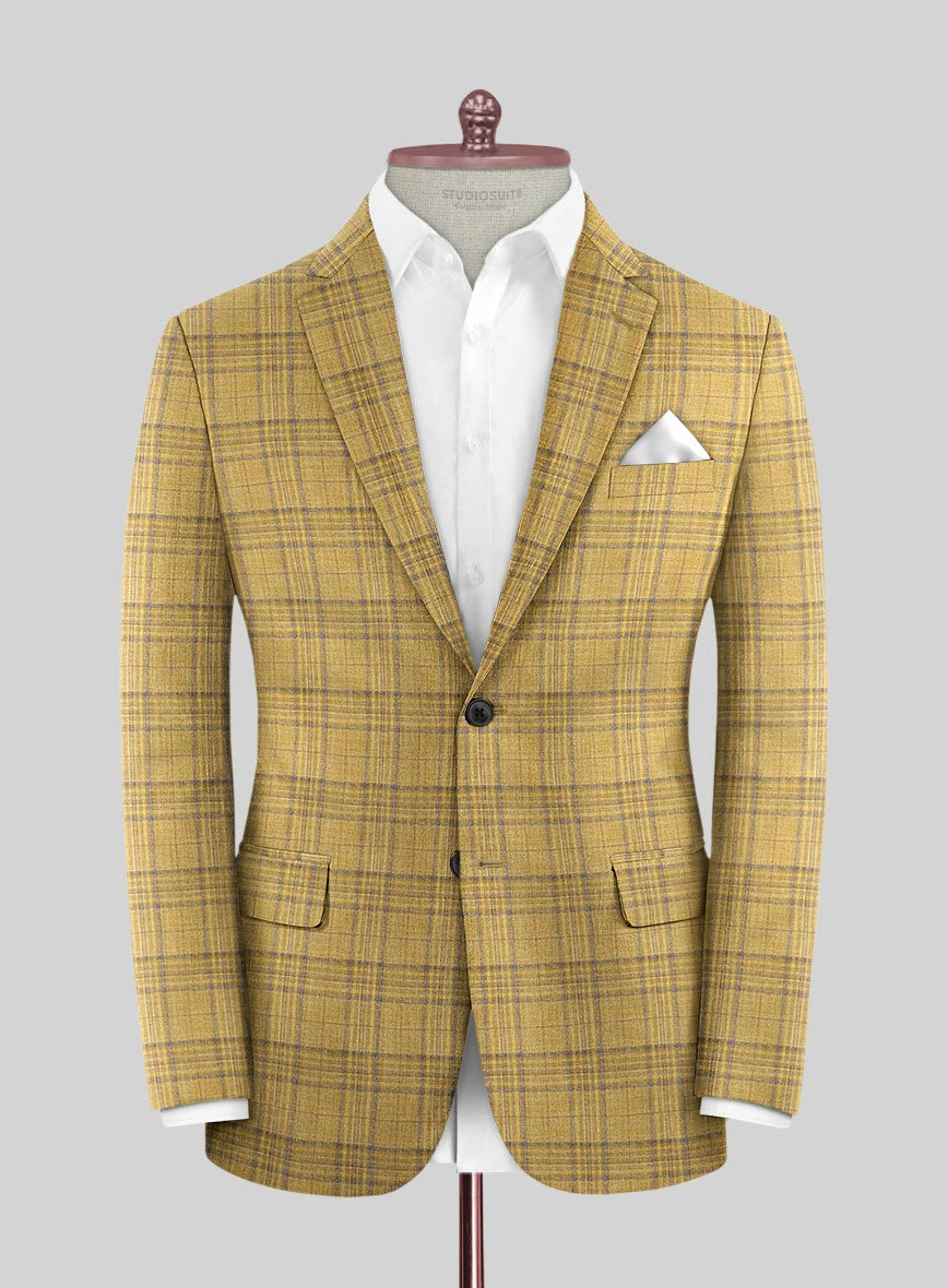 Noble Ochre Check Wool Silk Linen Jacket 1 Noble Ochre Check Wool Silk Linen Jacket